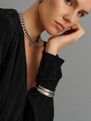 Nialaya Women's Bangle Classic 12mm Round Bangle in Silver Classic 12mm Round Bangle in Silver One Size WBANG_084